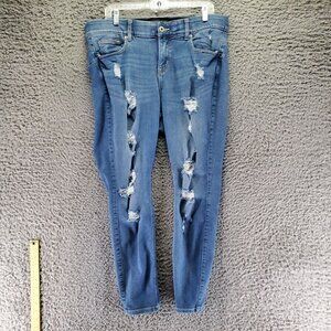 Torrid Jeans Womens 16 Short Blue Premium Skinny Distressed Stretch Denim